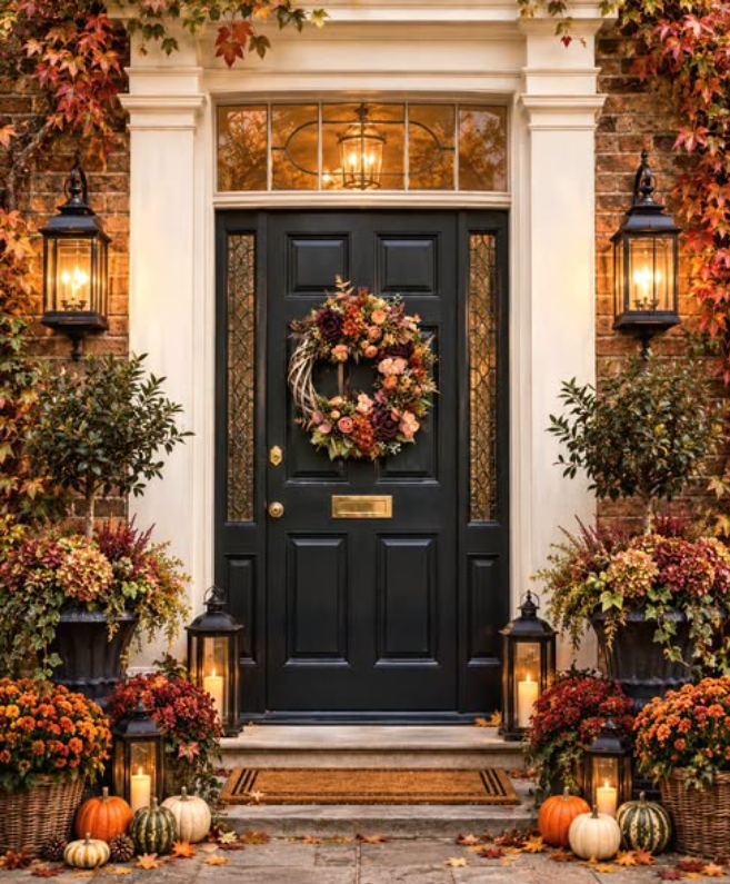 Consett community group Autumn door decorations UK